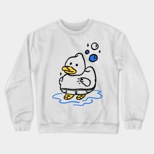 Stick Figure Cute Duck Making Peace Sign Crewneck Sweatshirt